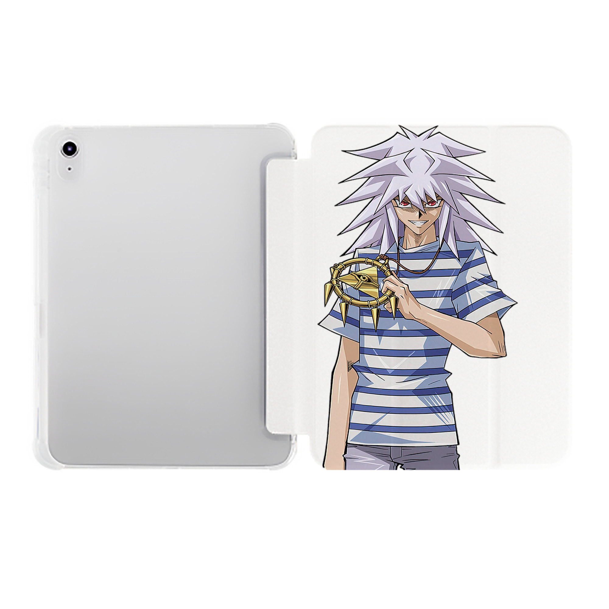 （画像用） 遊☆戯☆王 Yu-Gi-Oh! IPad ケース ペン収納付き 三つ折りスタンド PUレザー×シリコン 対応機種9.5/10.5/10.9インチ